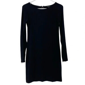 Theory Long Sleeve Black Dress Womens 2 XS Zipper Wrist Slimming Classic Stretch